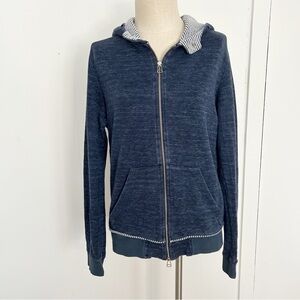 Solid & Striped Blue Heather Zip Up‎ Cotton Hoodie